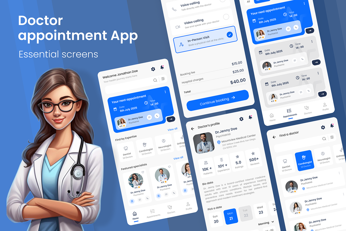 Medical app ui kit + design system preview 3