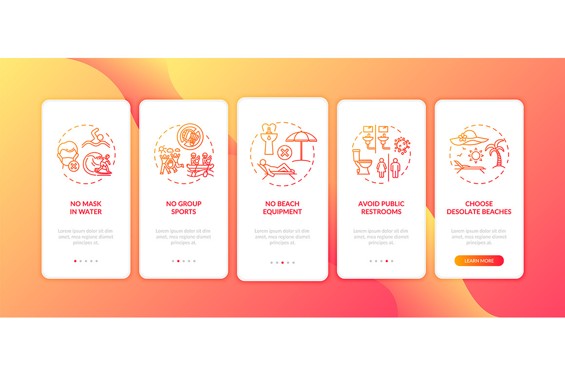 Beach safety mobile app pages, a Templates & Theme by IMG Visuals