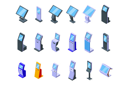 Touchscreen icons set isometric, a Technology Illustration by Ylivdesign