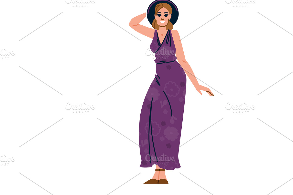 Smiling woman wearing elegant dress, an Object Illustration by pikepicture