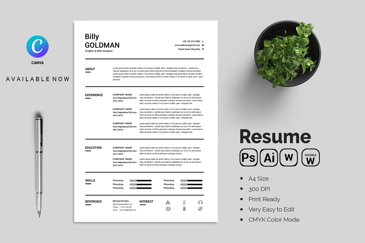Professional Resume, a Resume Template by Blackcloud_Creations (Photo 2 of 5)