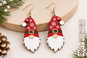 Gnome Christmas Earrings Laser Cut, a Seasonal Illustration by Canvas Craft (Thumbnail 1 of 6)