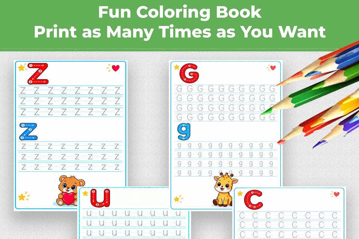 Alphabet Tracing Workbook A to Z, an Education Illustration by Mohammad Sarfaraz (Photo 11 of 13)