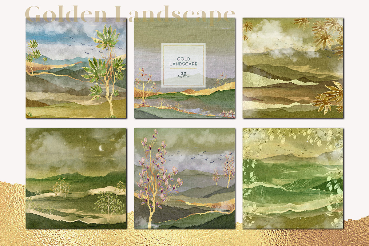 Golden Landscape Vol 5, a Background Graphic by Suna Kosem (Photo 9 of 13)