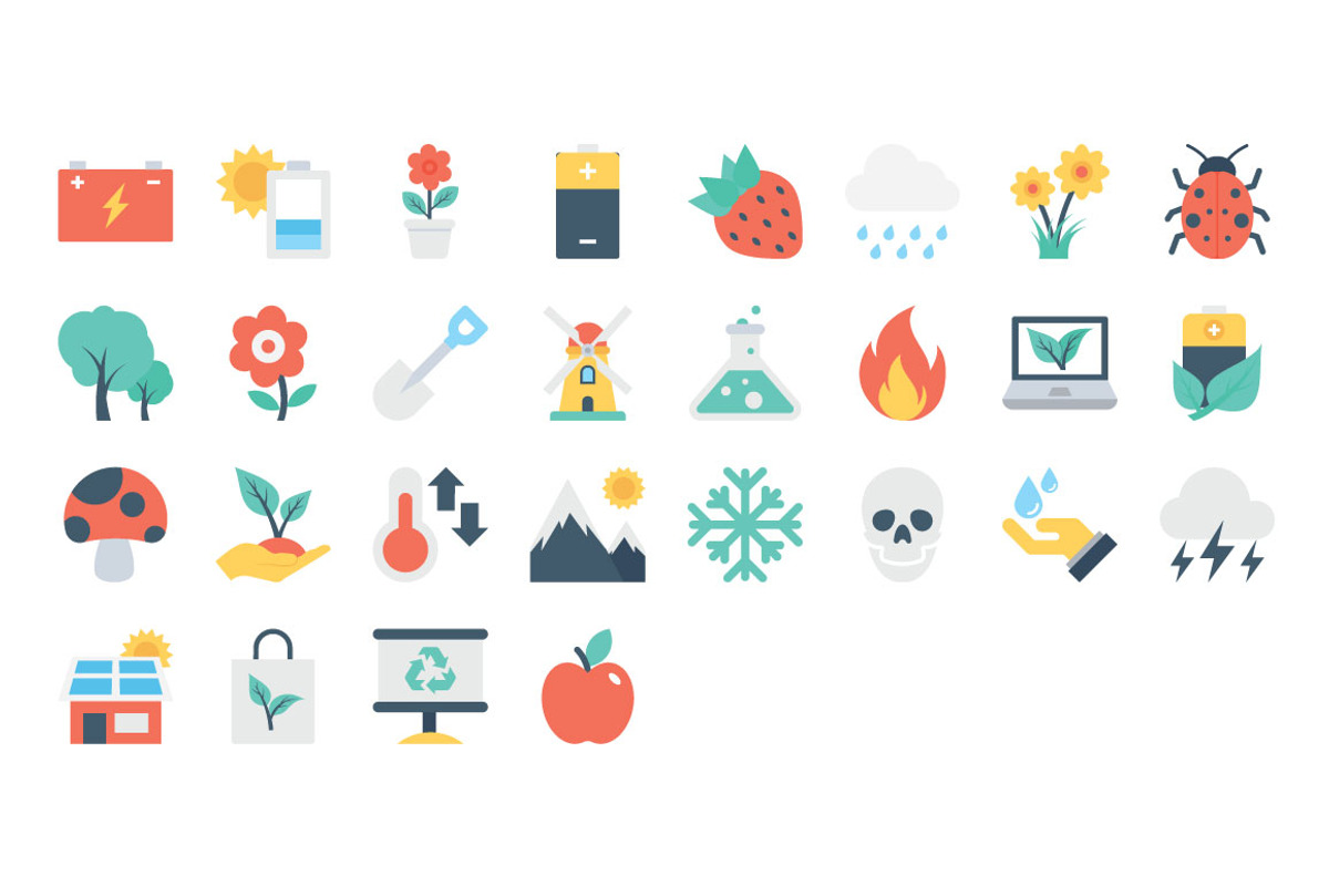 100 Flat Nature and Ecology Icons, a Duotone Icon by Vectors Market