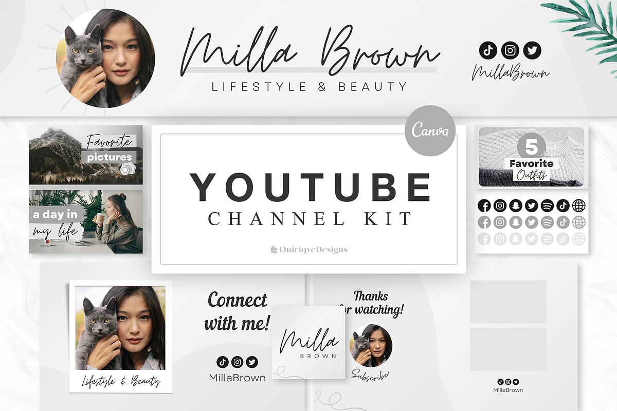 YouTube Channel Branding Kit | Canva, a Social Media Template by OniriqveDesigns (Photo 1 of 10)
