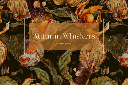 Autumn Whiskers Seamless Pattern