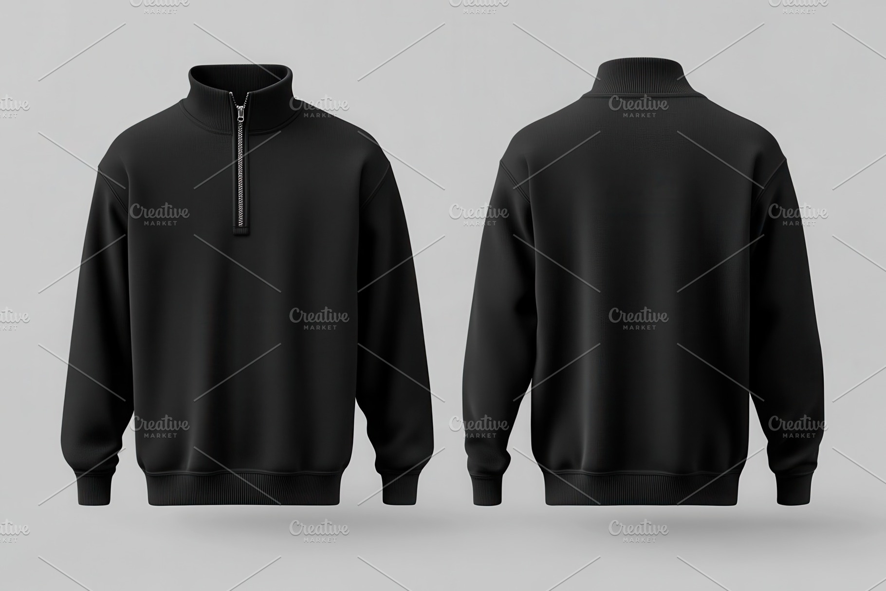 Black quarter zip sweater mockup, a Photo by Pavel_design