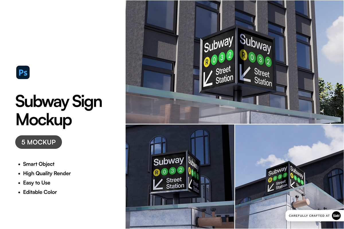 Subway Sign Mockup, an Advertising Mockup by SLAB! Design (Photo 1 of 7)