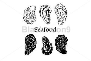 Outline oysters, an Animal Illustration by blackmoon9