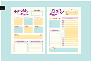 Cute Daily Weekly Planner, a Stationery Template by Neermana