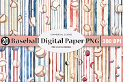 Baseball Digital Paper, an Illustration by SinaCreation (Thumbnail 1 of 9)