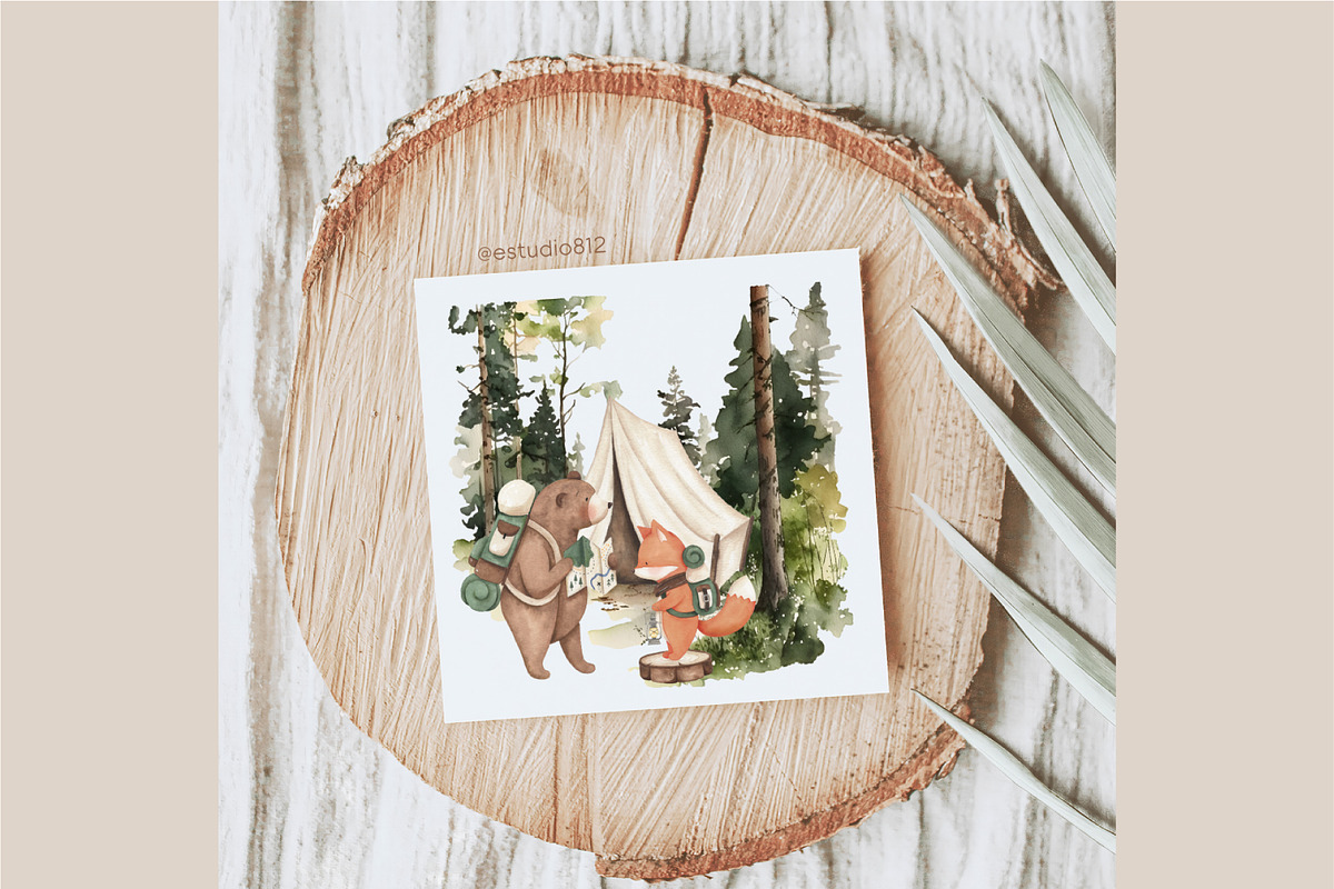 Camping watercolor set, an Animal Illustration by Estudio 812 (Photo 5 of 9)