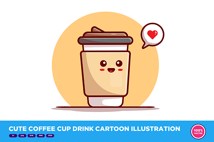 Cute Coffee Cup Drink Cartoon, a Food Illustration by Catalyst Labs
