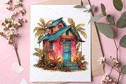 Watercolor Beach Huts Summer Clipart, an Illustration by Canvas Craft (Thumbnail 5 of 7)