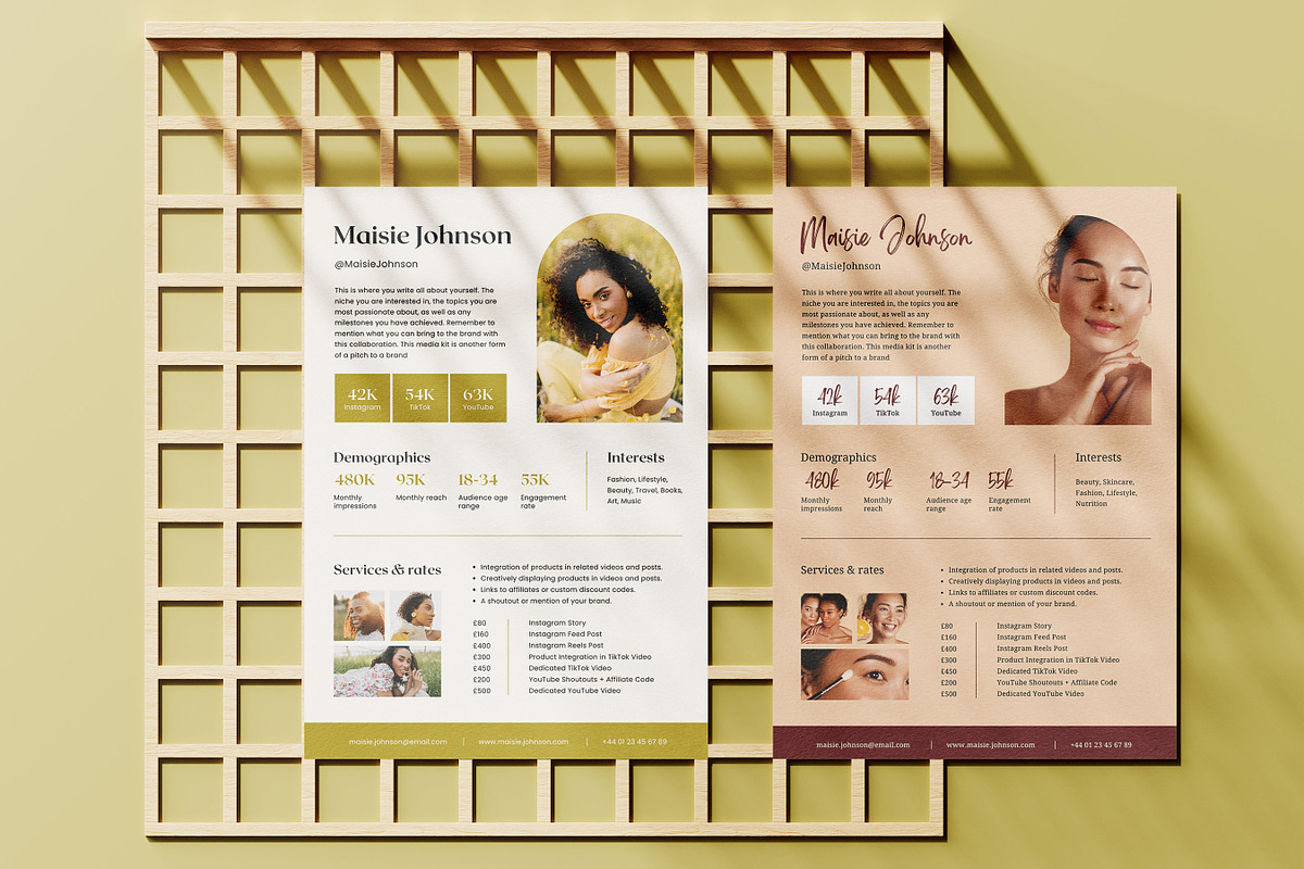 One Page Media Kit for Influencers, a Brochure Template by RWstudio (Photo 5 of 5)
