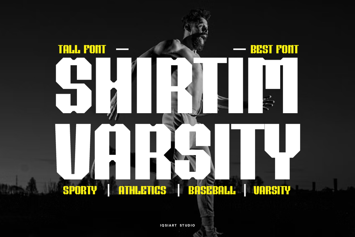 Shirtim Varsity - Sporty Font, a Sans Serif Font by Iqsiart Studio (Photo 1 of 7)