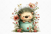 Whimsical Spring Hedgehog Clipart, an Illustration by Craft Nest (Thumbnail 9 of 11)