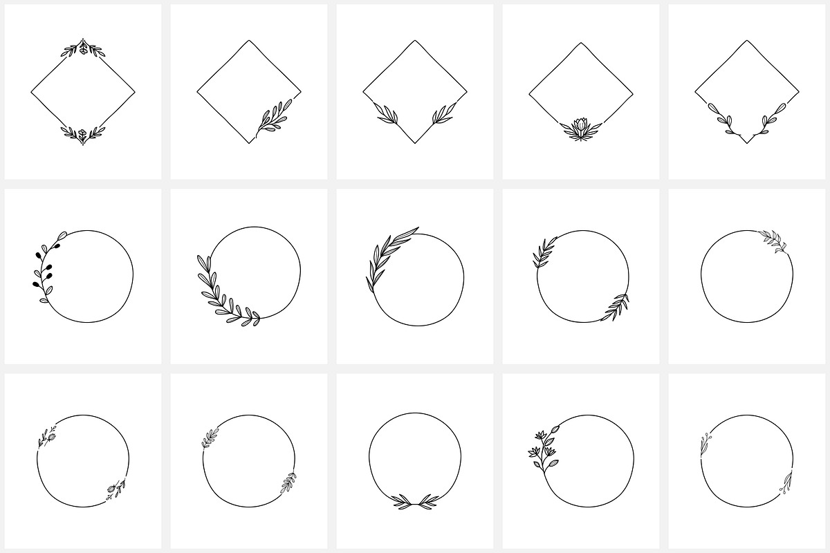 100 Hand Drawn Wreaths and Frames 2, a Work Illustration by NatalieArtShop (Photo 12 of 16)