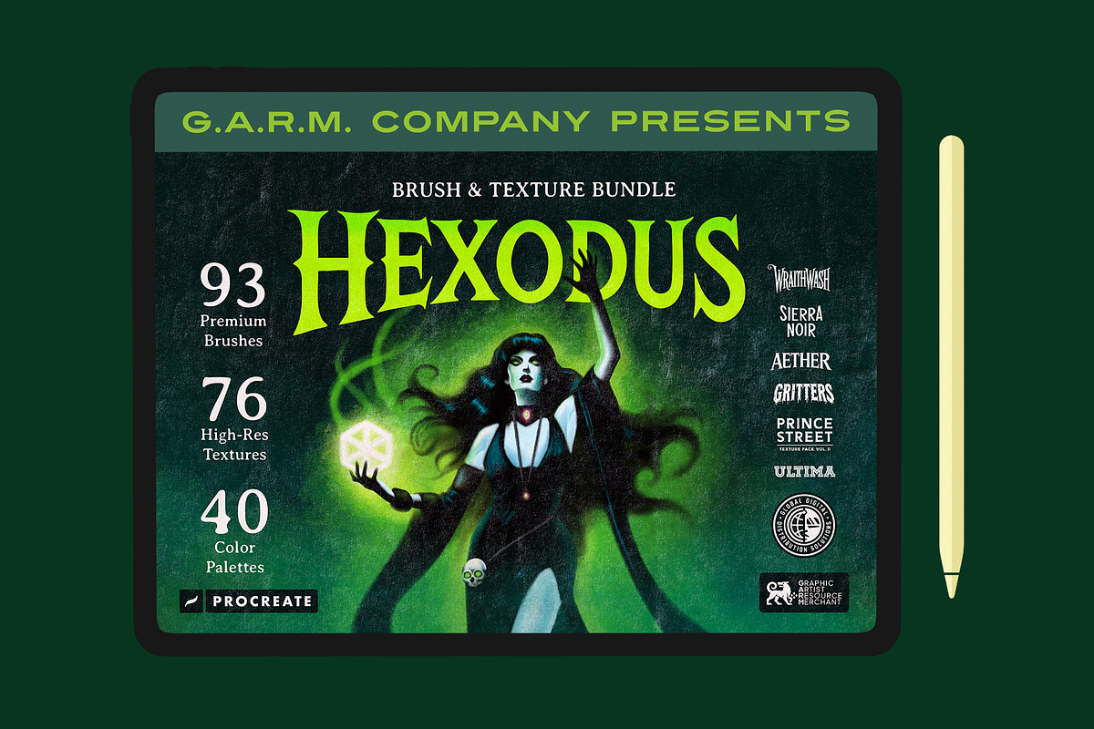 Hexodus - Brush & Texture Bundle, a Brush Add-On by G.A.R.M. Company (Photo 1 of 7)
