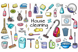 Cleaning Service Doodle Design Kit
