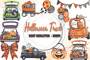 Halloween Watercolor Truck Clipart, an Object Graphic by Little Mango (Thumbnail 1 of 4)
