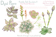 Digital Watercolor Succulents II, an Illustration by Digital Paperie (Thumbnail 2 of 2)