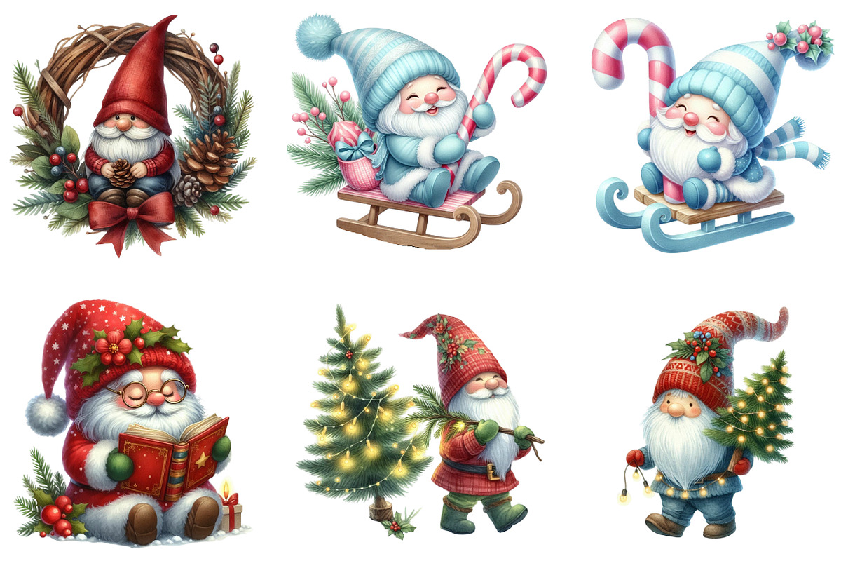 Cozy Christmas Gnomes Clipart, an Illustration by DreamArtGraphic (Photo 3 of 5)