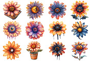 Groovy Halloween Daisies Clipart, an Illustration by Daily.Designs (Thumbnail 3 of 3)