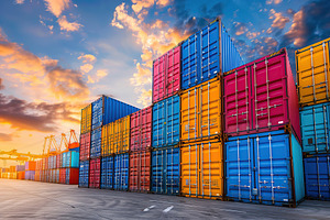 Sea port full of business logistic import and export logistics containers, an Industrial Photo by AlyaAnd
