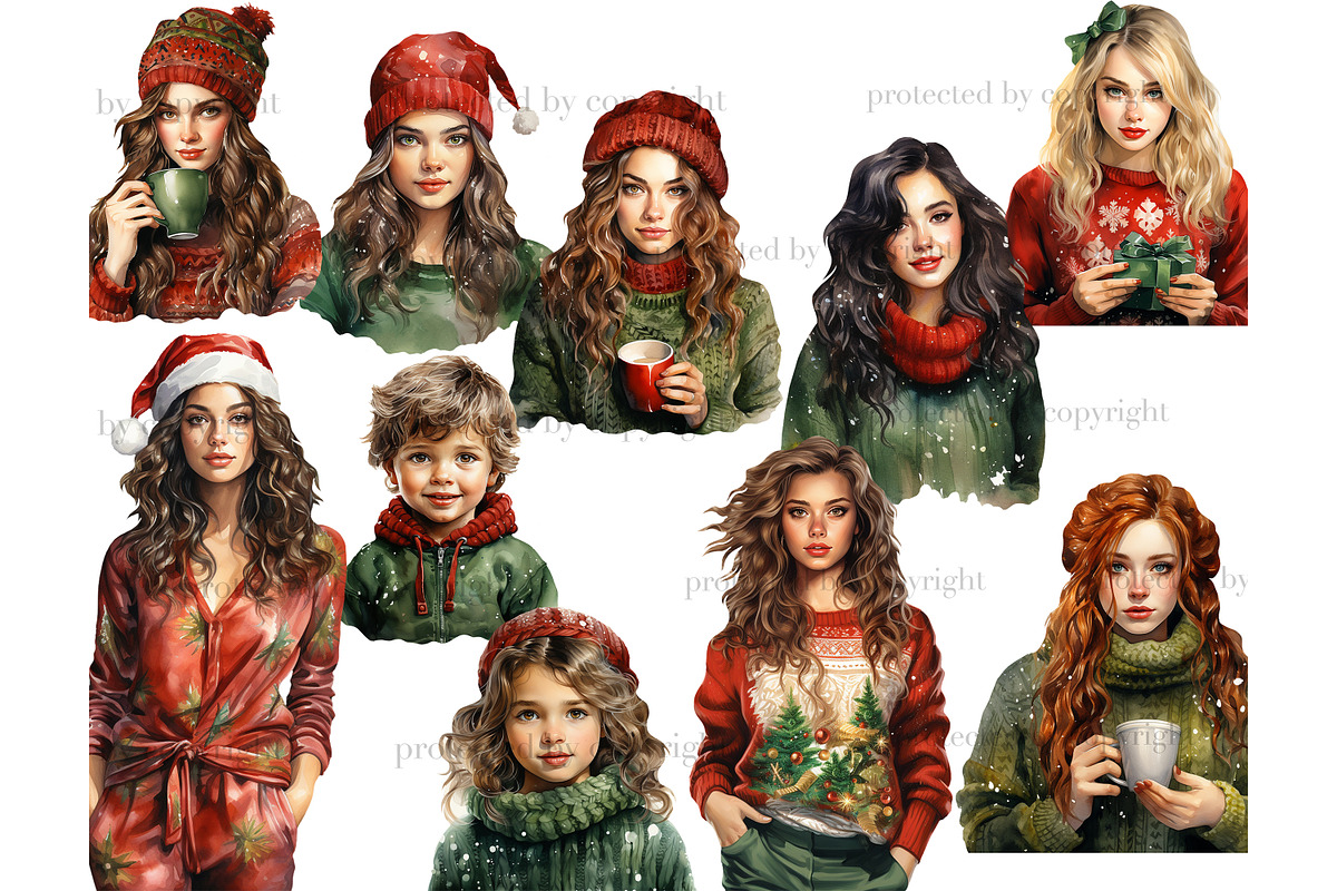 Christmas Fashion Girl Clipart, a Person Illustration by GlamArtZhanna (Photo 3 of 5)