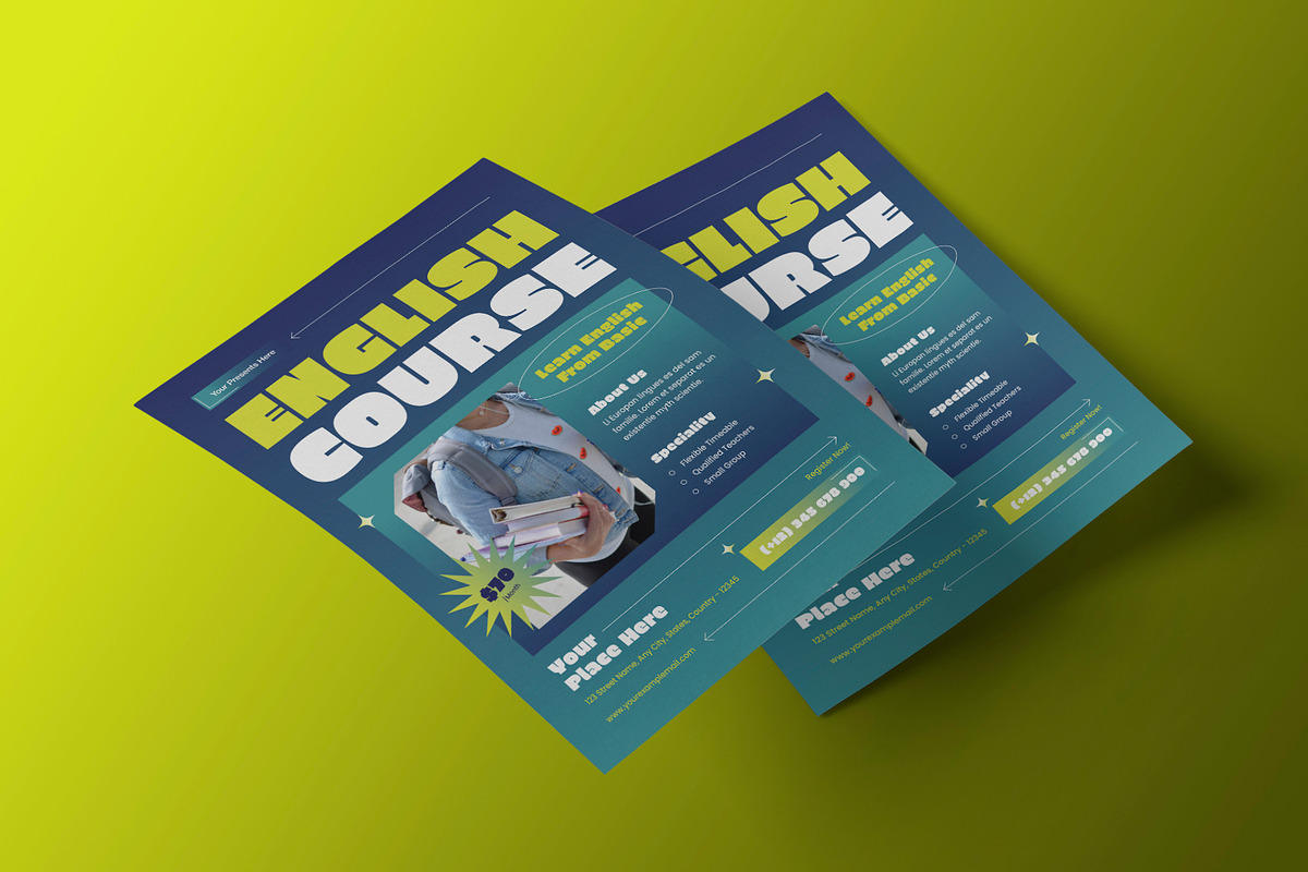 Language Course Flyer, a Flyer Template by Neermana