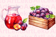 Plums Watercolor Clipart, a Food Illustration by LekoArt (Thumbnail 9 of 10)