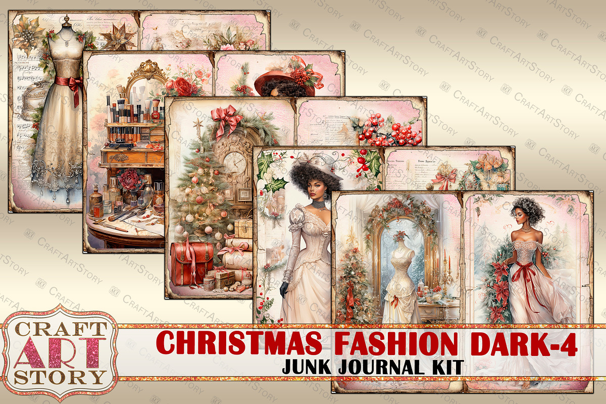 Vintage Christmas Fashion dark-4, a Person Illustration by CraftArtStory (Photo 4 of 7)