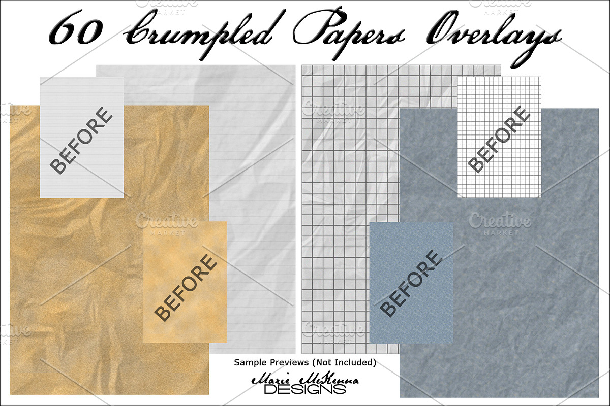 Crumpled Papers Overlays, a Texture Graphic by MarieMcKennaDesigns (Photo 4 of 4)