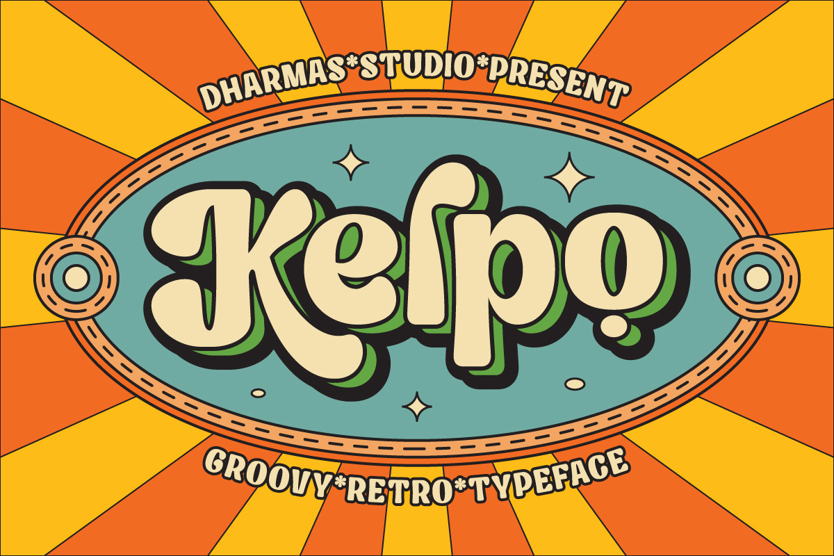 Kelpo - Groovy Retro Typeface by Dharmas Studio | Creative Market