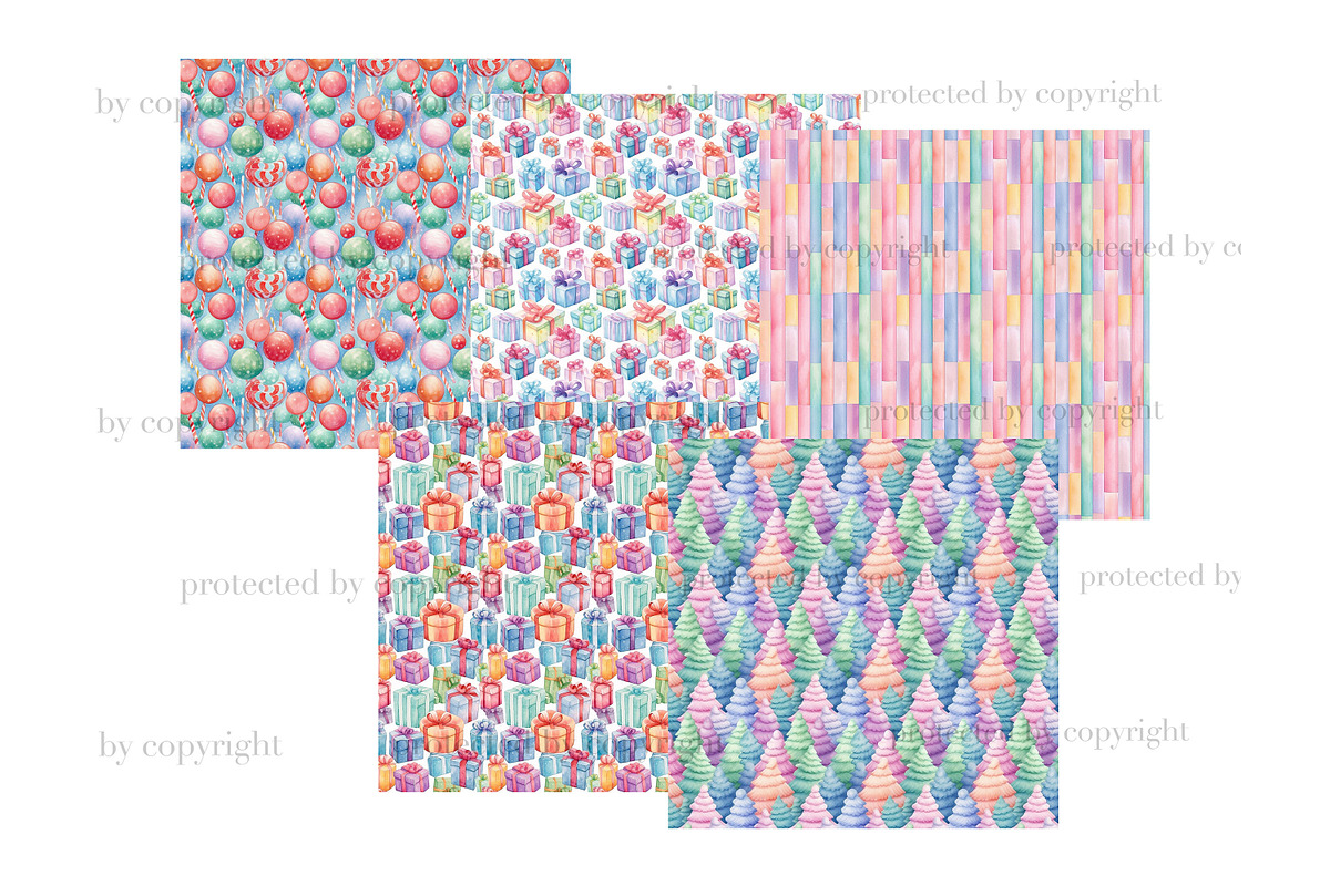 Pastel Christmas Digital Paper, a Pattern Graphic by GlamArtZhanna (Photo 3 of 3)