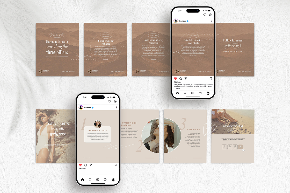 Wellness Instagram Templates Bundle, a Social Media Template by DigiPax (Photo 8 of 12)