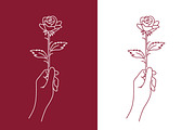 Illustration Hand Hold Rose Flower, a Branding & Logo Template by Signatoro (Thumbnail 1 of 3)