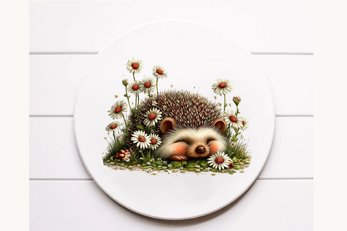 Whimsical Summer Hedgehog with daisy, an Illustration by Designworld (Photo 8 of 10)