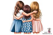 Three Girls Hugging PNG Bundle, a Graphic by Clipart Bloom (Thumbnail 7 of 11)
