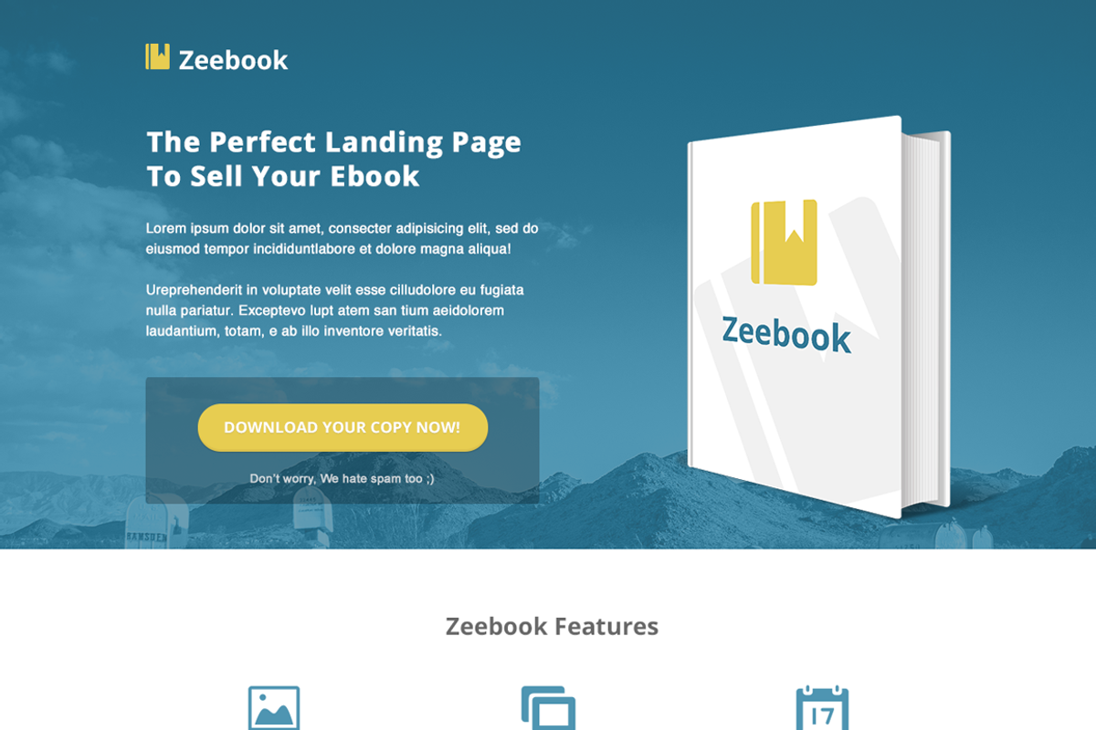 SALE! Zeebook eBook PSD Landing Page, a Landing Page Template by Rafael Oliveira (Photo 3 of 3)