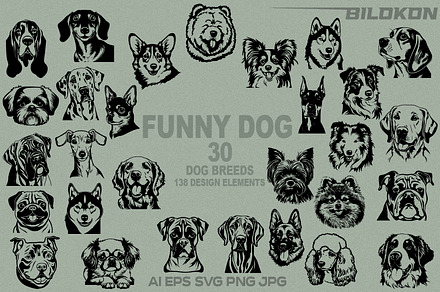 Funny Dogs, Dog Breeds, SVG Bundle