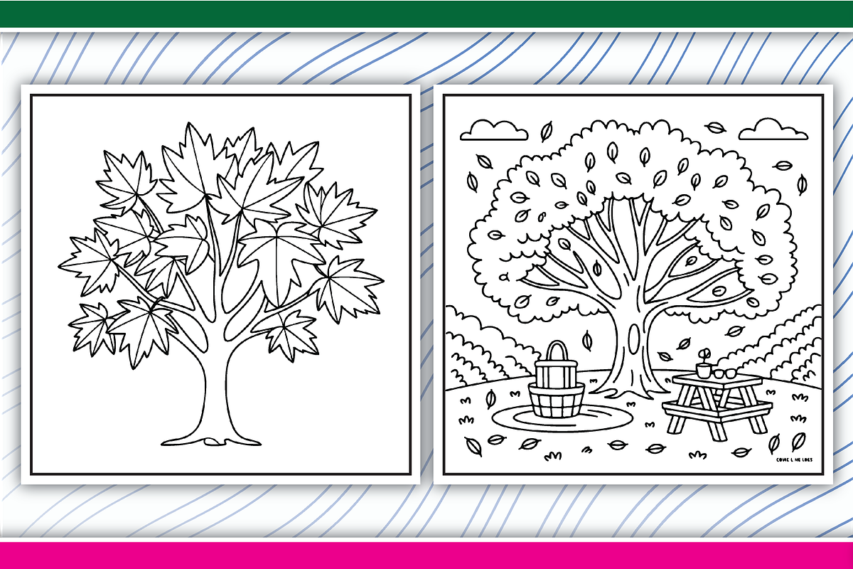 Autumn Trees Coloring Pages, an Illustration by LightExpress (Photo 2 of 5)