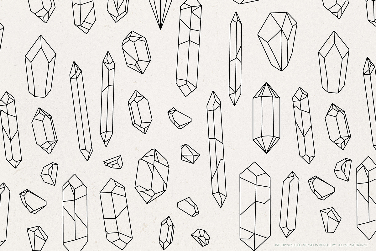 Line Crystals Clipart Bundle, an Object Graphic by IllustratorAnnie (Photo 4 of 7)