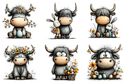Whimsical Easter Highland Cow Clipar, an Illustration by CraftArtStudio (Thumbnail 4 of 6)