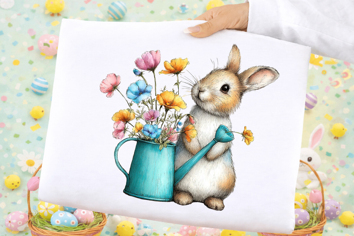 Whimsical Spring Bunny Clipart, an Illustration by Black Bird Studio (Photo 5 of 7)