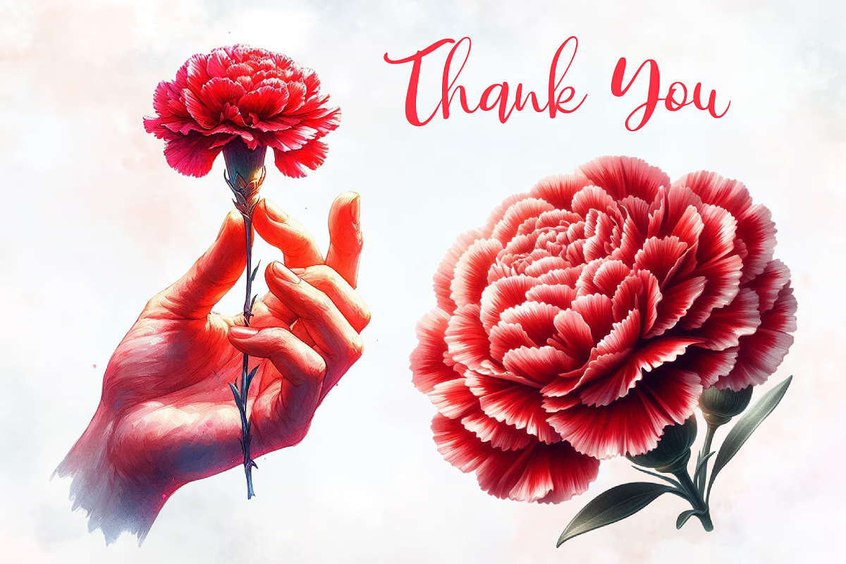 Carnation Flower Watercolor Clipart, an Illustration by RobertsArt (Photo 4 of 8)