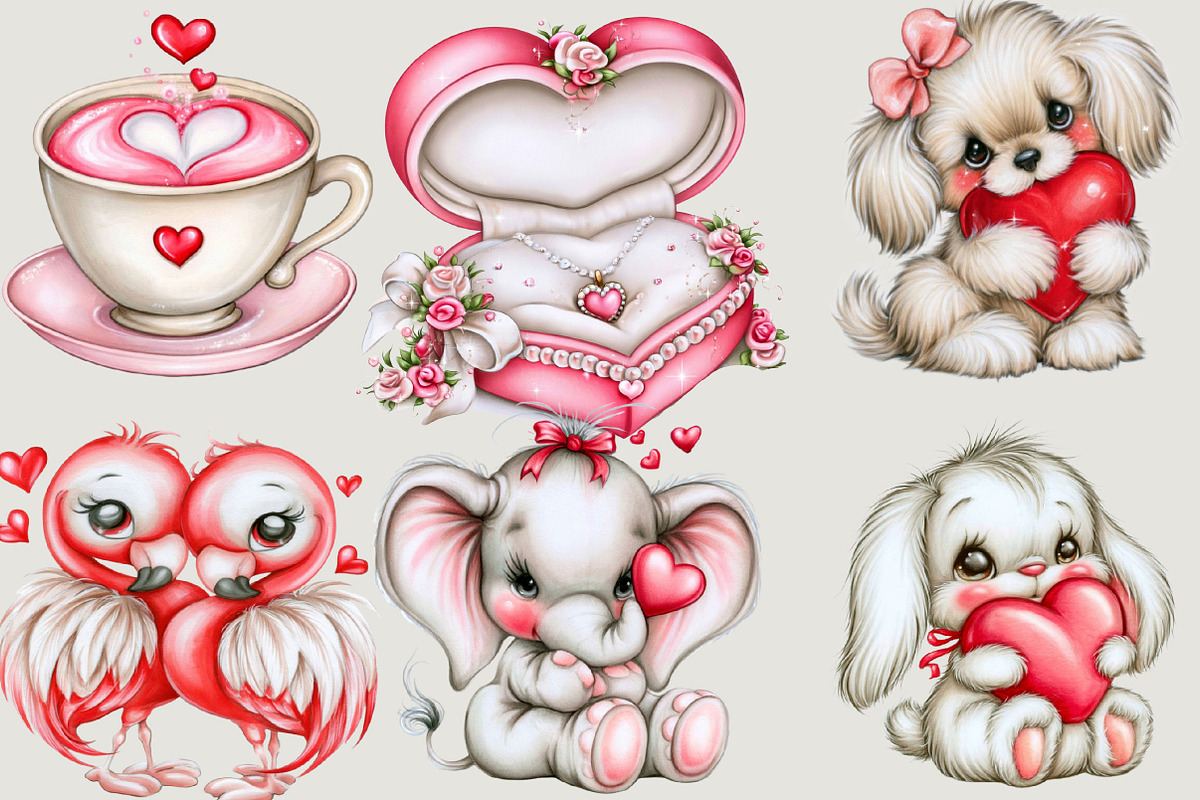 Whimsical Cute Valentine Clipart Bun, a Seasonal Illustration by SVGArt (Photo 2 of 5)