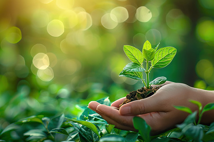 A nurturing hand cradles a young sap, a Photo by LOGOCREATIVE